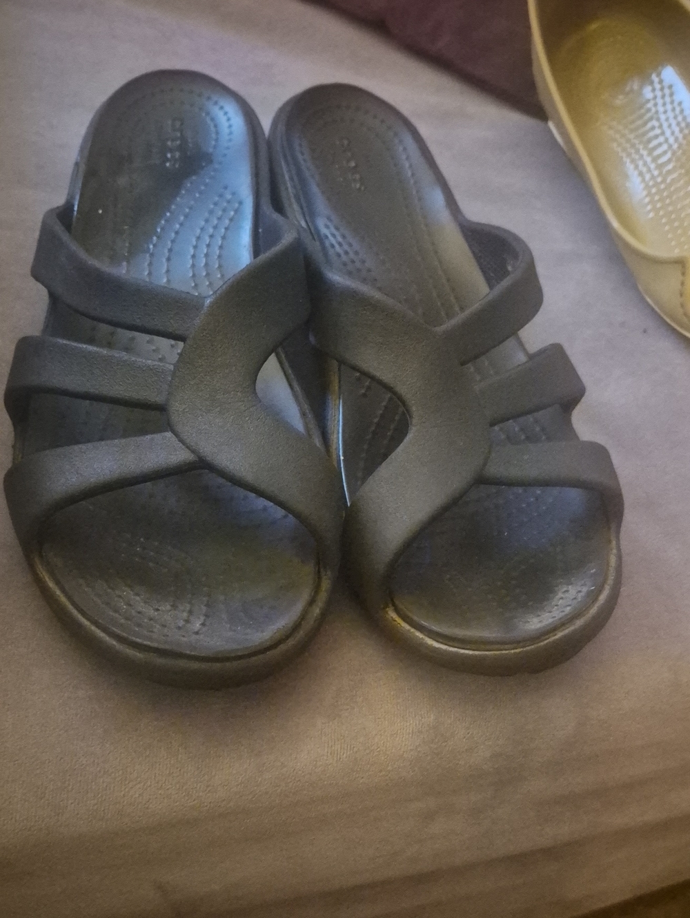 CROCS Women's Black Slip-On Strappy Slide Sandals